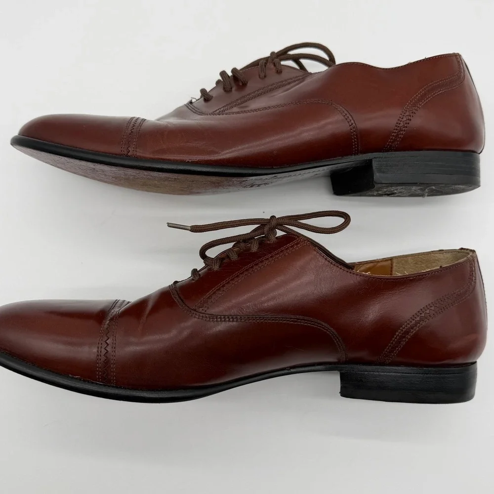 Giorgio Brutini Mens 11 D Burgundy Leather Cap Toe Oxford Dress Shoes Brazil